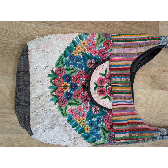 Bohemian Multicolored Textile Bag With Floral Embroidery - Picture 2 of 15